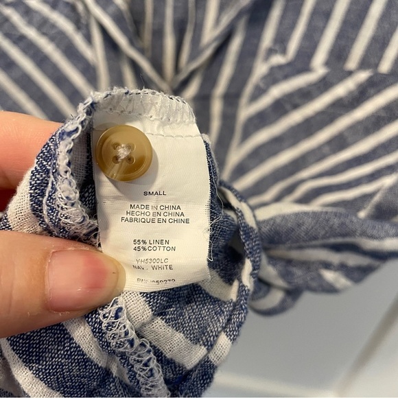 Thread & Supply Blue and White Striped Shirt Linen blend size small - Picture 4 of 7